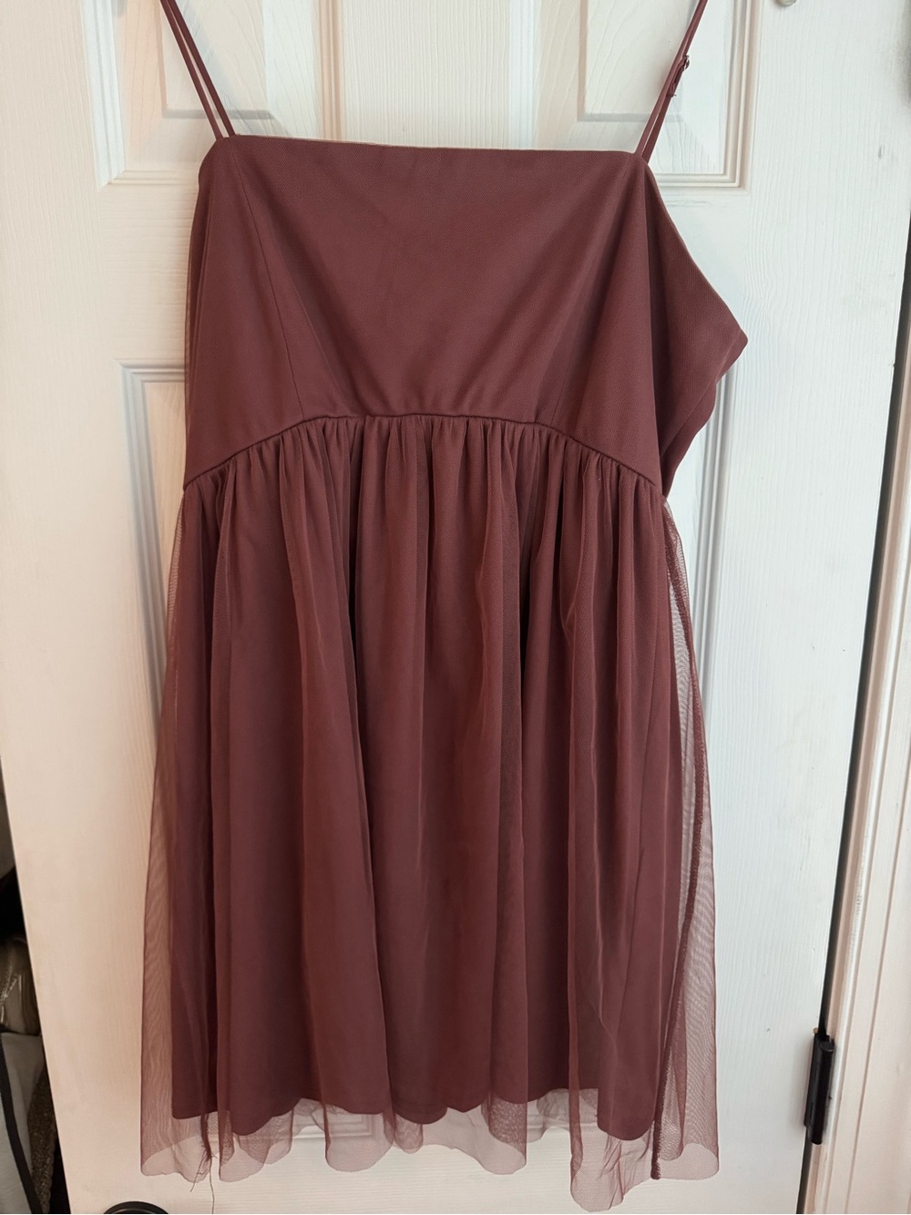 Spaghetti Strap Tulle Overlay Dress
